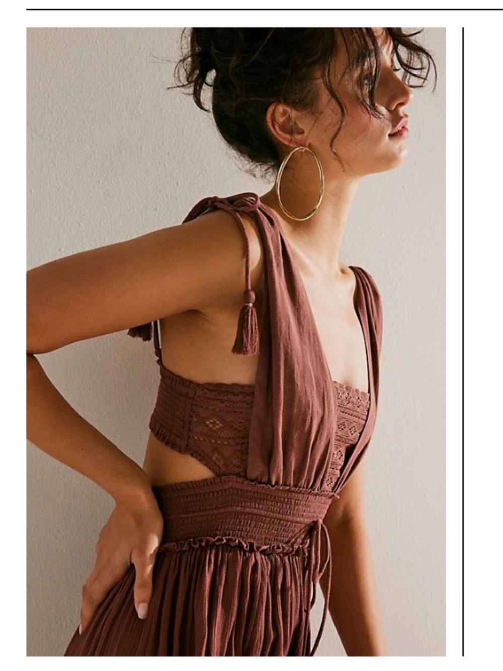 Free People Santa Maria Maxi Dress Crochet Size Medium Free-est Rust Brown - Picture 2 of 11